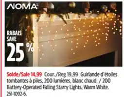 Canadian Tire 200 Battery-Operated Falling Starry Lights, Warm White offer