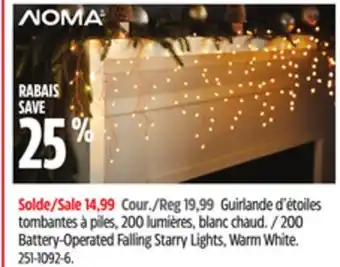 Canadian Tire 200 Battery-Operated Falling Starry Lights, Warm White offer