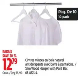 Canadian Tire Type A Slim Wood Hanger with Pant Bar offer