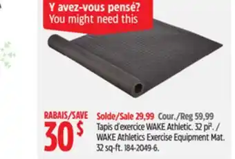Canadian Tire WAKE Athletics Exercise Equipment Mat offer