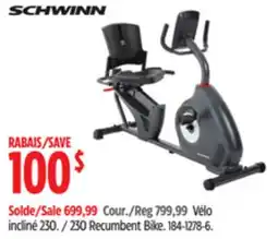 Canadian Tire Schwinn 230 Recumbent Bike offer
