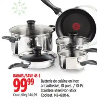 Canadian Tire T-Fal 10-Pc Stainless-Steel Non-Stick Cookset offer