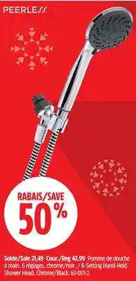 Canadian Tire 6-Setting Hand-Held Shower Head, Chrome/Black offer