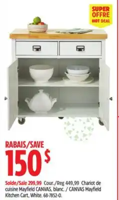 Canadian Tire CANVAS Mayfield Kitchen Cart, White offer
