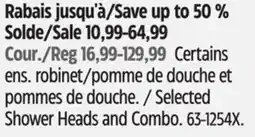Canadian Tire Peerless Selected Shower Heads and Combo offer
