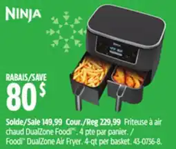 Canadian Tire Ninja Foodi DualZone Air Fryer. 4-qt per basket offer