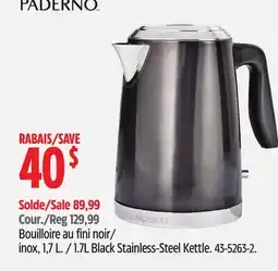 Canadian Tire PADERNO 1.7L Black Stainless-Steel Kettle offer