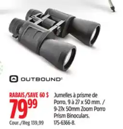 Canadian Tire OUTBOUND 9 to 27x 50mm Zoom Porro Prism Binoculars offer