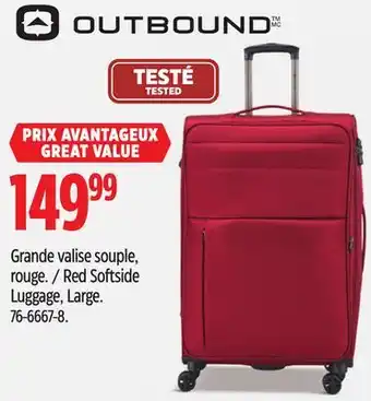 Canadian Tire OUTBOUND Red Softside Luggage, Large offer