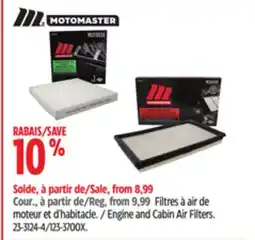 Canadian Tire Engine and Cabin Air Filters offer