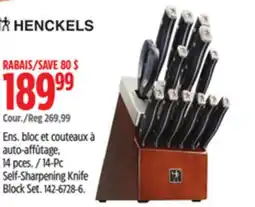 Canadian Tire 14-Pc Self-Sharpening Knife Block Set offer