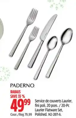 Canadian Tire Paderno 20-Pc Laurier Flatware Set, Polished offer