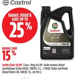 Canadian Tire Castrol EDGE Turbo Synthetic Diesel Motor Oil offer