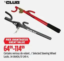 Canadian Tire CLUB Selected Steering Wheel Locks offer