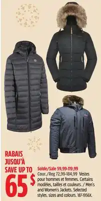 Canadian Tire Men's and Women's Jackets offer