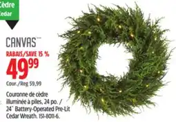 Canadian Tire Canvas 24˝ Battery-Operated Pre-Lit Cedar Wreath offer