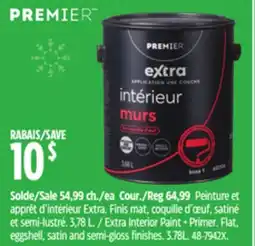 Canadian Tire Extra Interior Paint + Primer. Flat, eggshell, satin and semi-gloss finishes. 3.78L offer