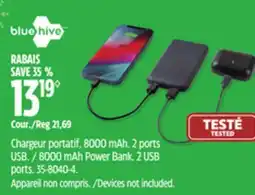 Canadian Tire 8000 mAh Power Bank. 2 USB ports offer