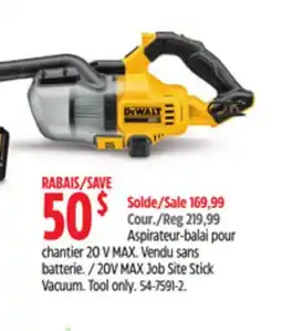 Canadian Tire DEWALT 20V MAX Job Site Stick Vacuum. Tool only offer