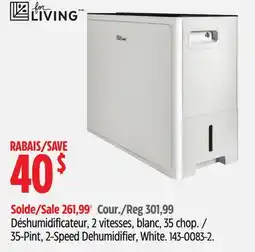 Canadian Tire For Living 35-Pint, 2-Speed Dehumidifier, White offer