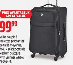 Canadian Tire OUTBOUND Black Softside Medium Suitcase with Spinner Wheels offer