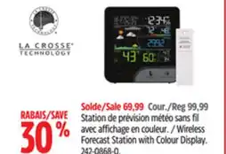 Canadian Tire LaCrosse Wireless Forecast Station with Colour Display offer
