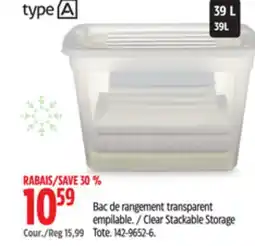 Canadian Tire type A Clear Stackable Storage Tote offer