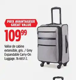 Canadian Tire Grey Expandable Carry-On Luggage offer