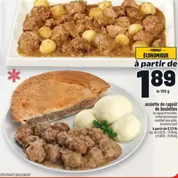 Metro ASSIETTE DE RAGOÛT DE BOULETTES | MEATBALL STEW PLATE, ECONOMIC PACK offer