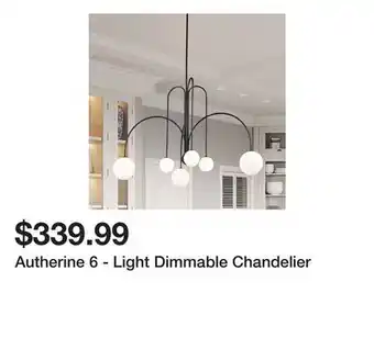 Wayfair Autherine 6 - Light Dimmable Chandelier offer