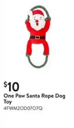 Walmart One Paw Santa Rope Dog Toy offer