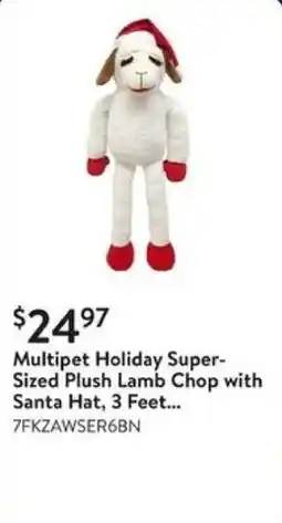 Walmart Multipet Holiday Super- Sized Plush Lamb Chop with Santa Hat, 3 Feet... offer