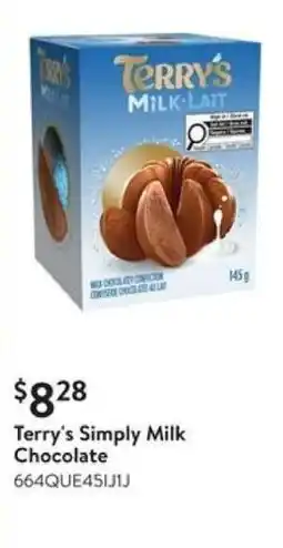 Walmart Terry's Simply Milk Chocolate offer