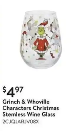Walmart Grinch & Whoville Characters Christmas Stemless Wine Glass offer