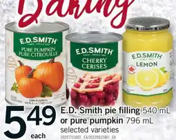 Fortinos E.D. SMITH PIE FILLING, 540 ML OR PURE PUMPKIN, 796 ML offer