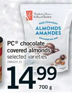 Fortinos PC CHOCOLATE COVERED ALMONDS, 700 G offer
