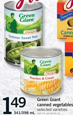 Fortinos GREEN GIANT CANNED VEGETABLES, 341/398 mL offer
