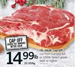 Fortinos RIB STEAK CAP-OFF offer
