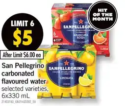 Fortinos SAN PELLEGRINO CARBONATED FLAVOURED WATER, 6X330 ML offer