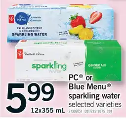 Fortinos BLUE MENU SPARKLING WATER, 12X355 ML offer