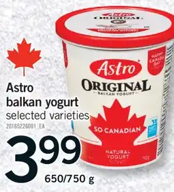 Fortinos ASTRO BALKAN YOGURT, 650/750 G offer