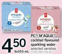 Fortinos PC M'AQUA COCKTAIL FLAVOURED SPARKLING WATER, 6X355 ML offer