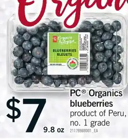 Fortinos PC ORGANICS BLUEBERRIES, 9.8 oz offer