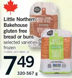 Fortinos LITTLE NORTHERN BAKEHOUSE GLUTEN FREE BREAD OR BUNS, 320-567 g offer