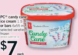 Fortinos PC CANDY CANE ICE CREAM, 1.5 L OR BARS, 6X55 ML offer