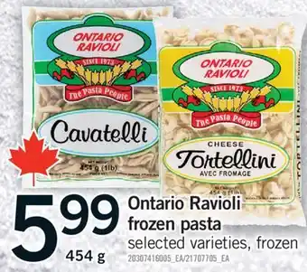 Fortinos ONTARIO RAVIOLI FROZEN PASTA, 454 G offer