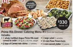 Fortinos PRIME RIB DINNER: CATERING MENU #1 offer
