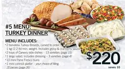 Fortinos 5 MENU: TURKEY DINNER offer
