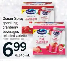 Fortinos OCEAN SPRAY SPARKLING CRANBERRY BEVERAGES, 6X340 ML offer