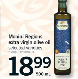 Fortinos MONINI REGIONS EXTRA VIRGIN OLIVE OIL, 500 ML offer